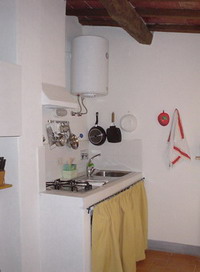 The kitchen of Palio in the farmhouse Certino near Siena