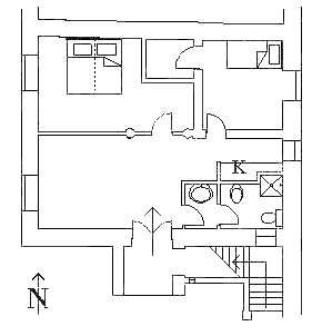 Planimetria dell'appartamento Mucca-I dell'agriturismo Castello di Grotti a 12 km da Siena, in Toscana